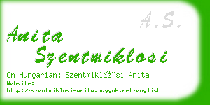 anita szentmiklosi business card